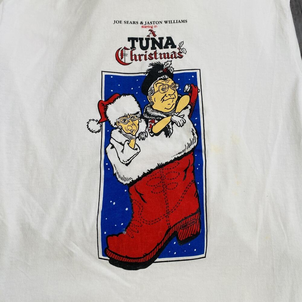 Vtg A Tuna Christmas Shirt Mens Large Comedy Play 90s USA single stitch theater